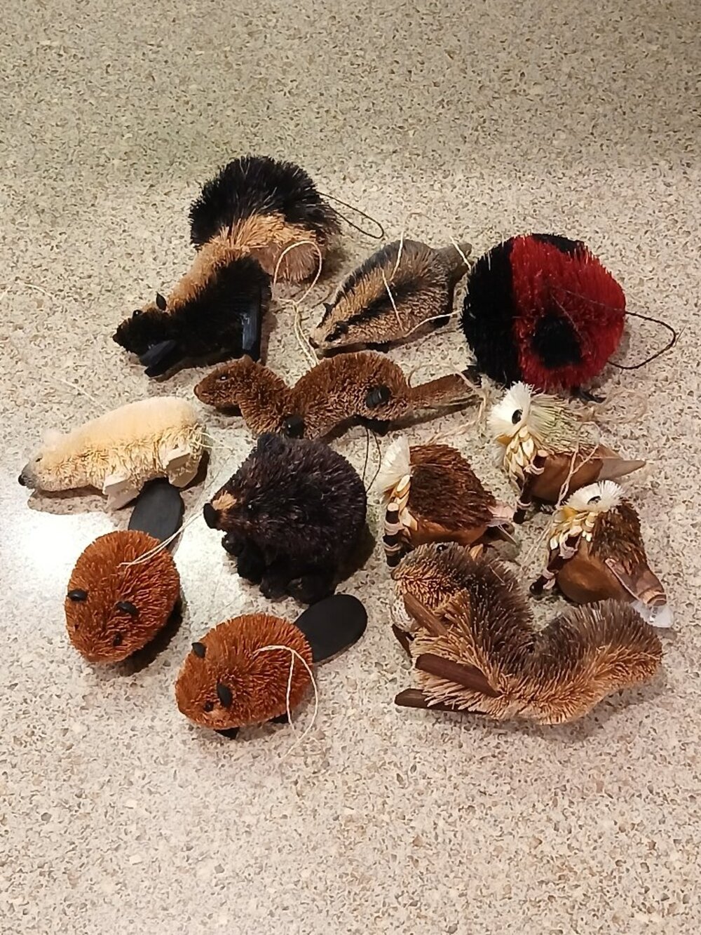 Bundle of 12 Vintage Bottlebrush Animal Christmas Ornaments